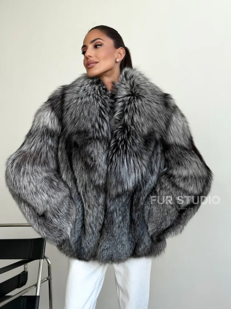 Шуба чернобурка - воротник шаль - фото 8