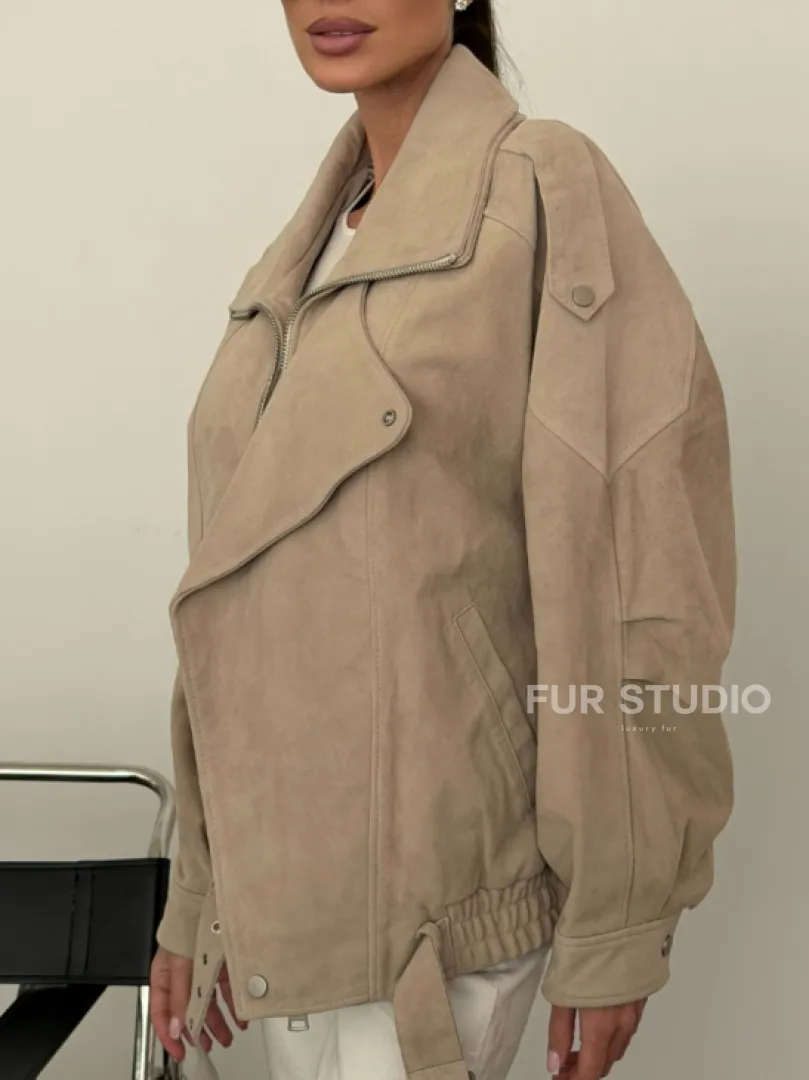 Современная куртка из замшевой кожи - фото 5