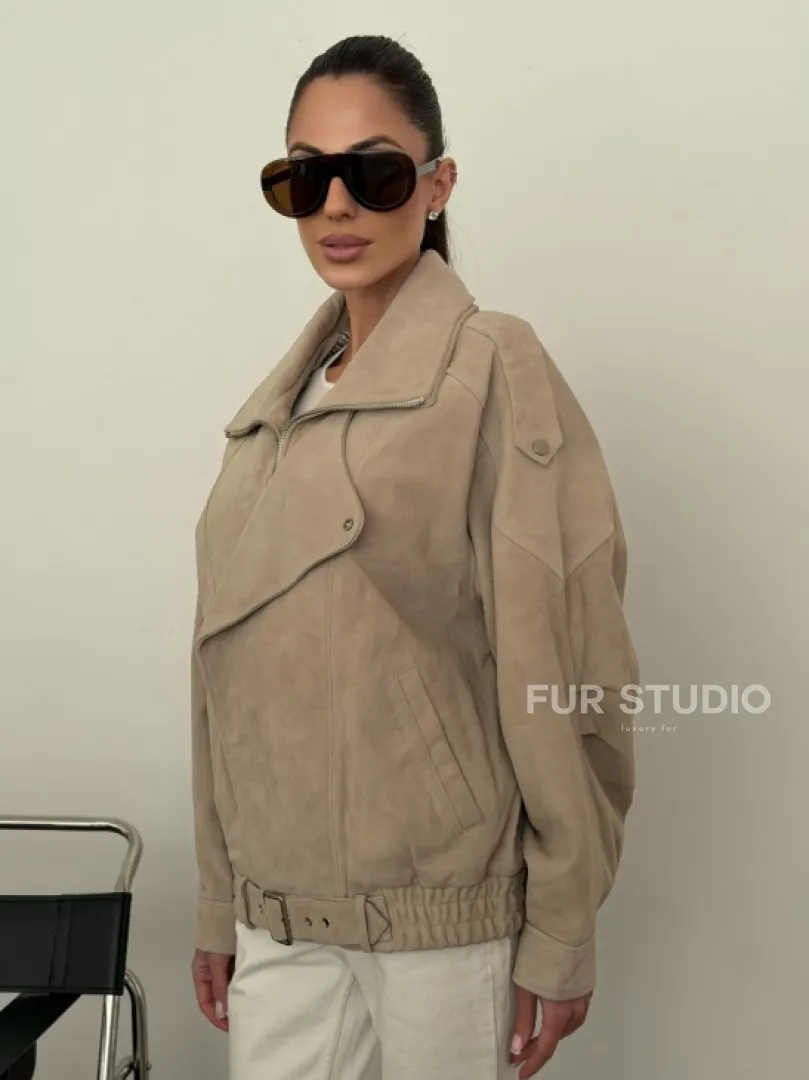 Современная куртка из замшевой кожи - фото 9