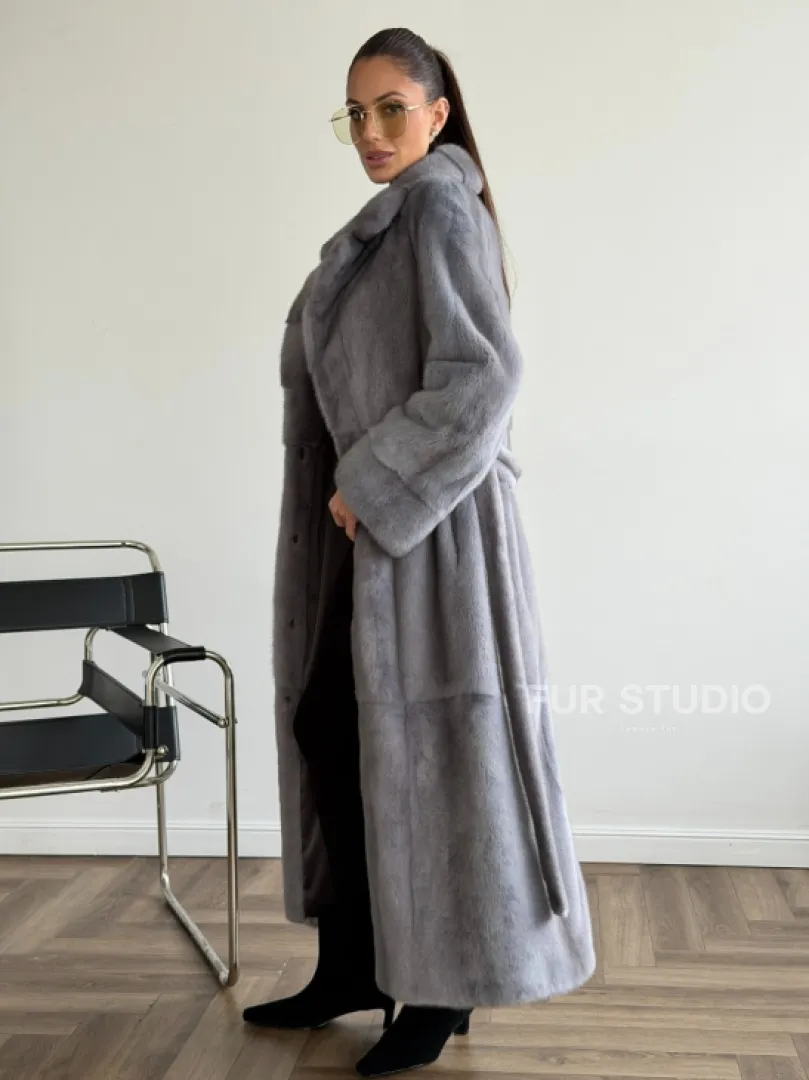 Голубая норковая шуба - фото 4