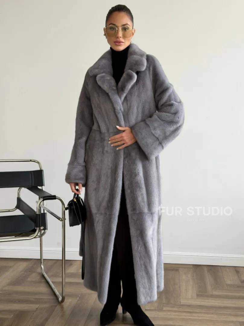 Голубая норковая шуба - фото 0