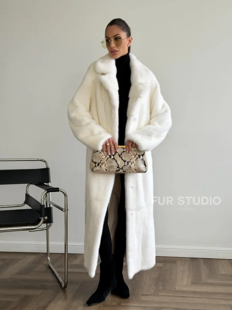 Белая норковая шуба в пол - фото 10