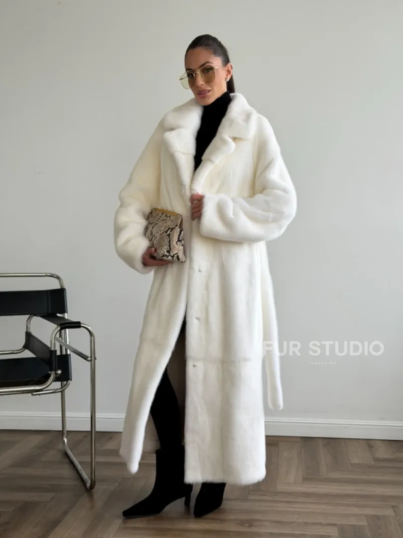 Белая норковая шуба в пол - фото 9