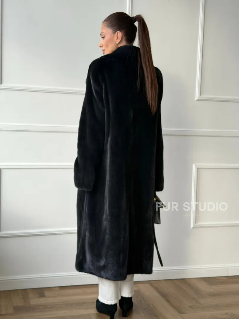 Норковая шуба с английским воротником