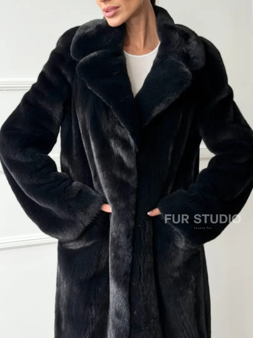 Норковая шуба с английским воротником - фото 1