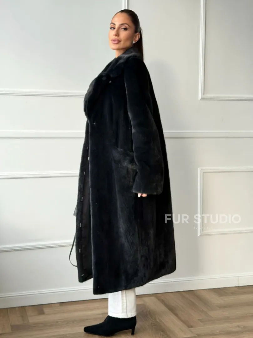 Норковая шуба с английским воротником - фото 6