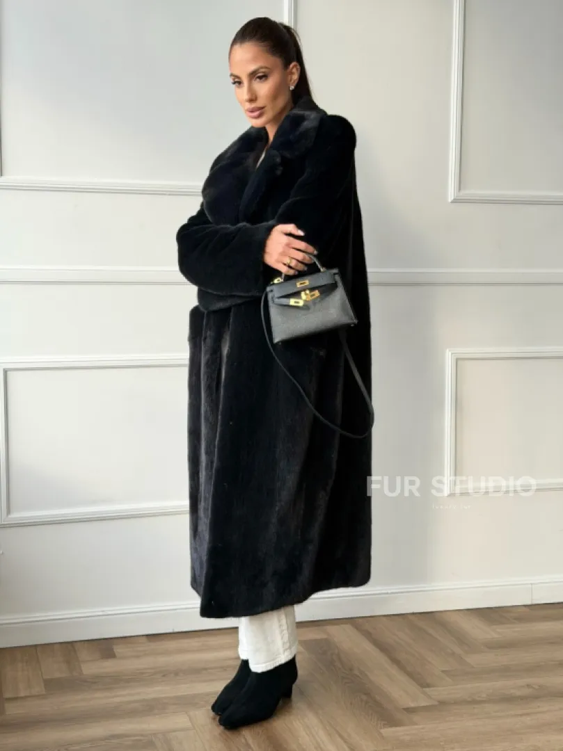 Норковая шуба с английским воротником - фото 5