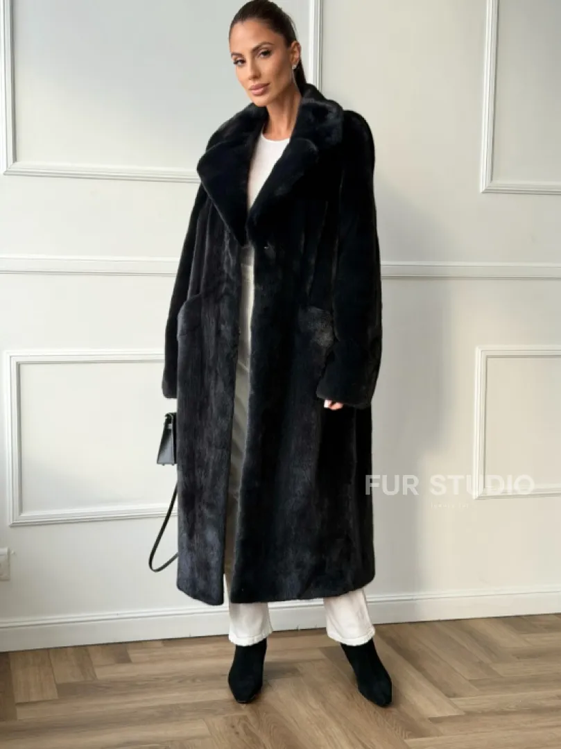 Норковая шуба с английским воротником - фото 4