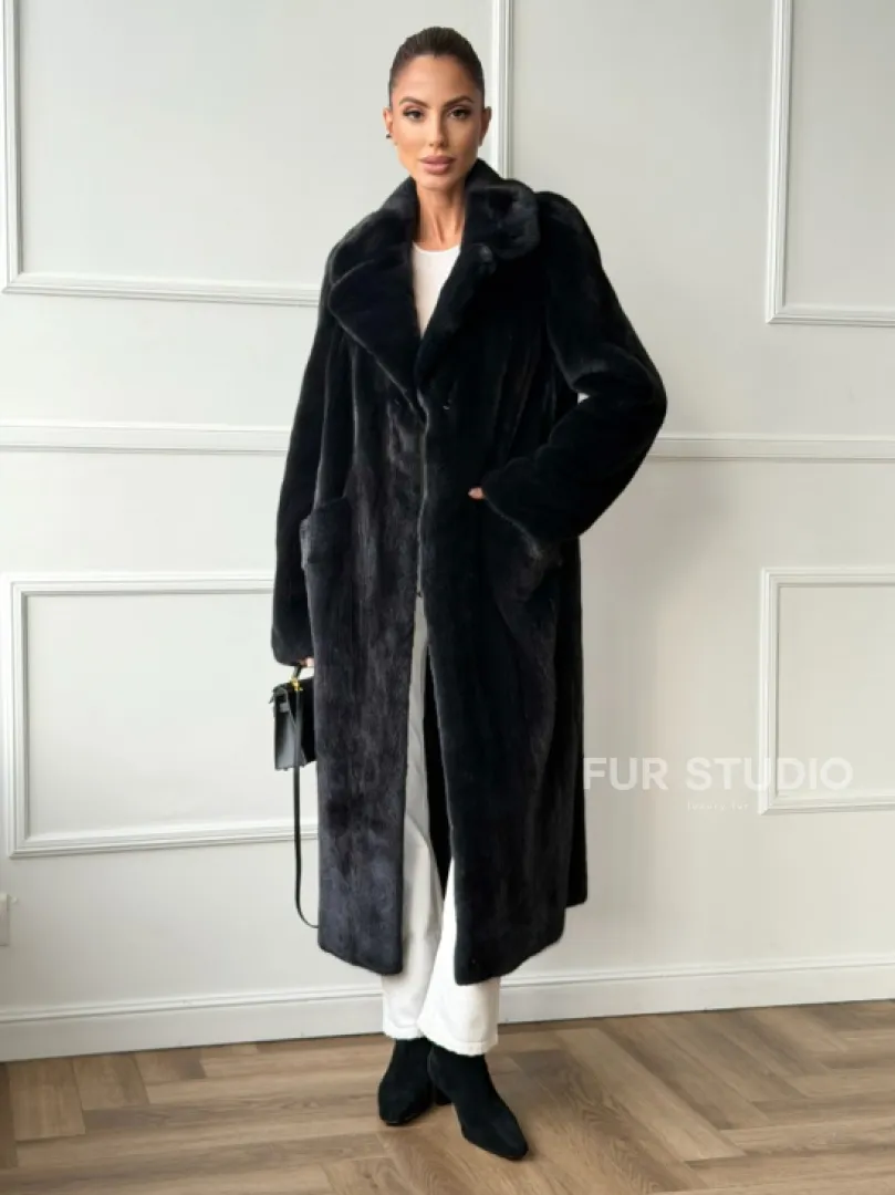 Норковая шуба с английским воротником