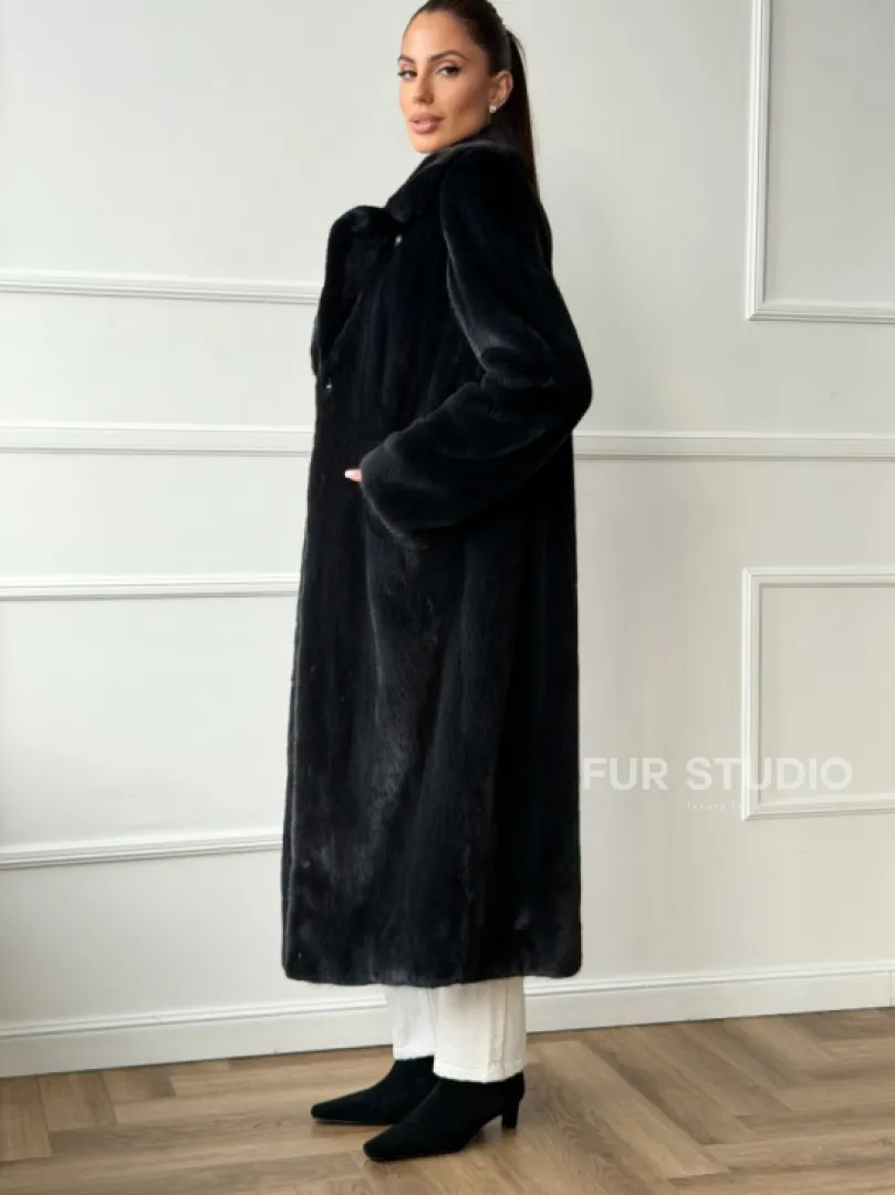 Норковая шуба с английским воротником - фото 2