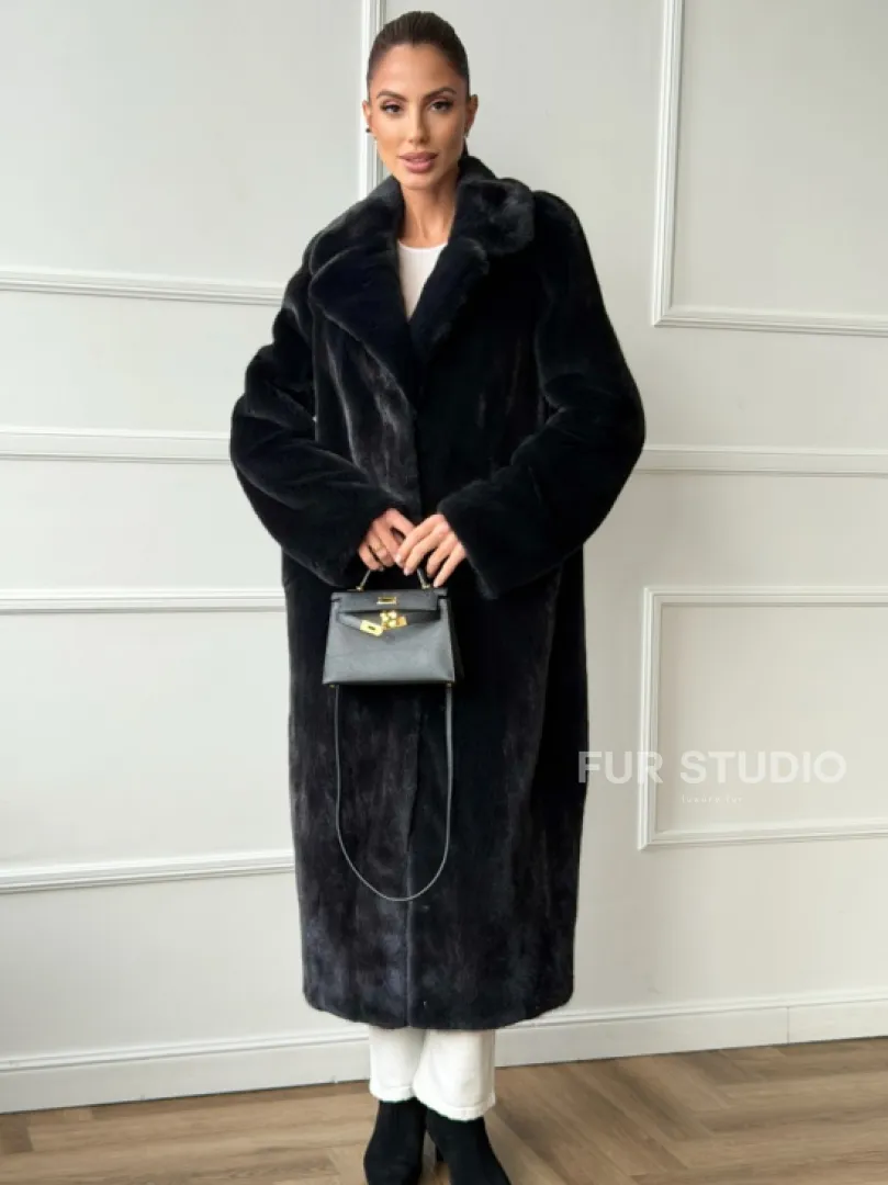 Норковая шуба с английским воротником - фото 3