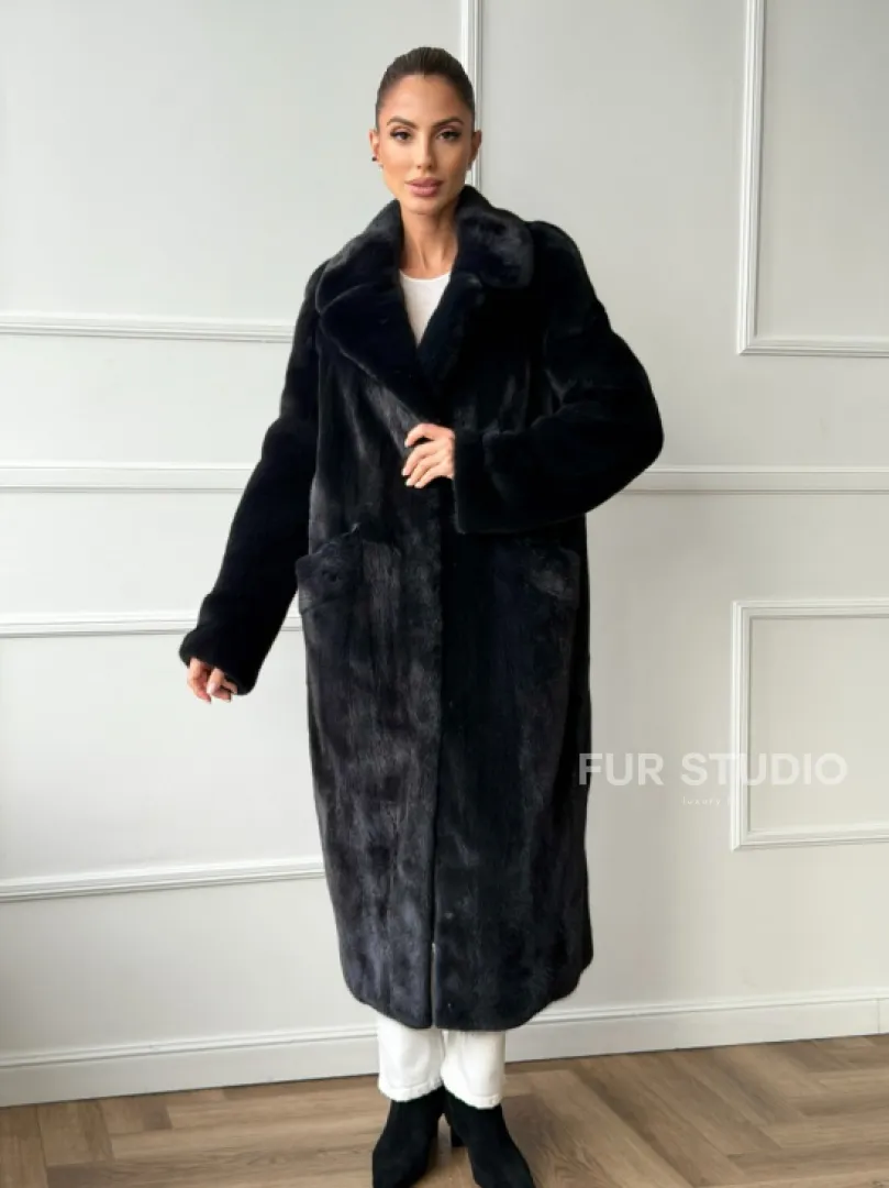 Норковая шуба с английским воротником - фото 8