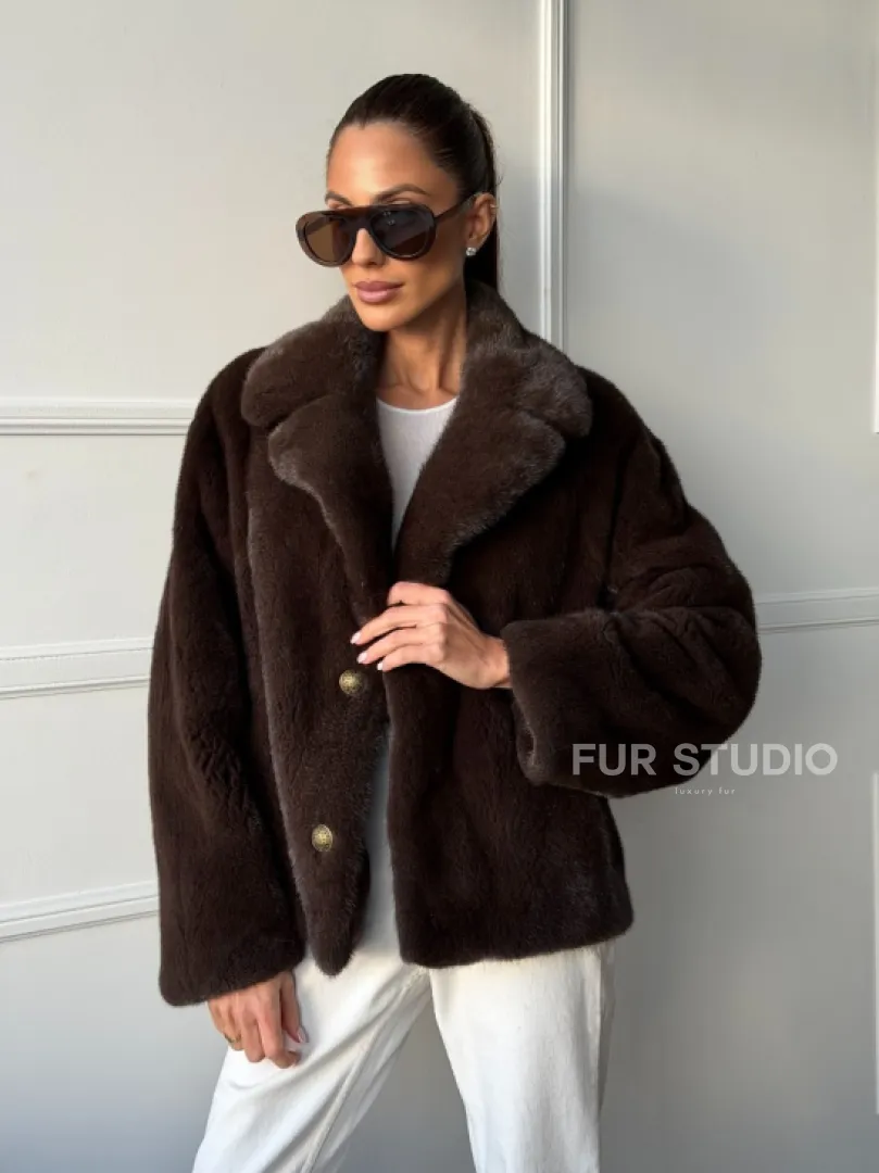 Пиджак норковый - английский воротник - фото 7