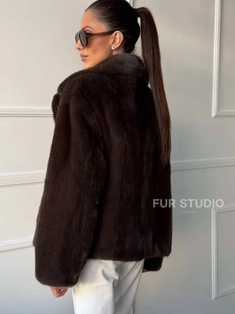 Пиджак норковый - английский воротник - фото 4