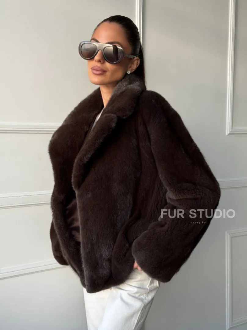 Пиджак норковый - английский воротник - фото 6