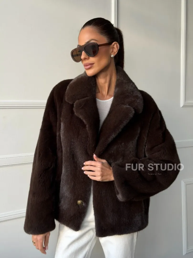 Пиджак норковый - английский воротник - фото 0