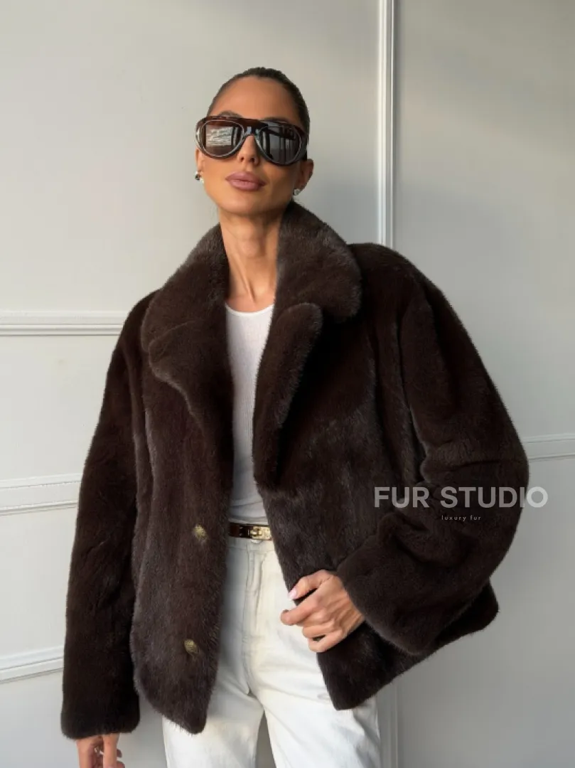 Пиджак норковый - английский воротник - фото 8