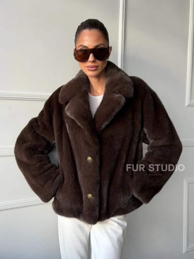 Пиджак норковый - английский воротник - фото 9