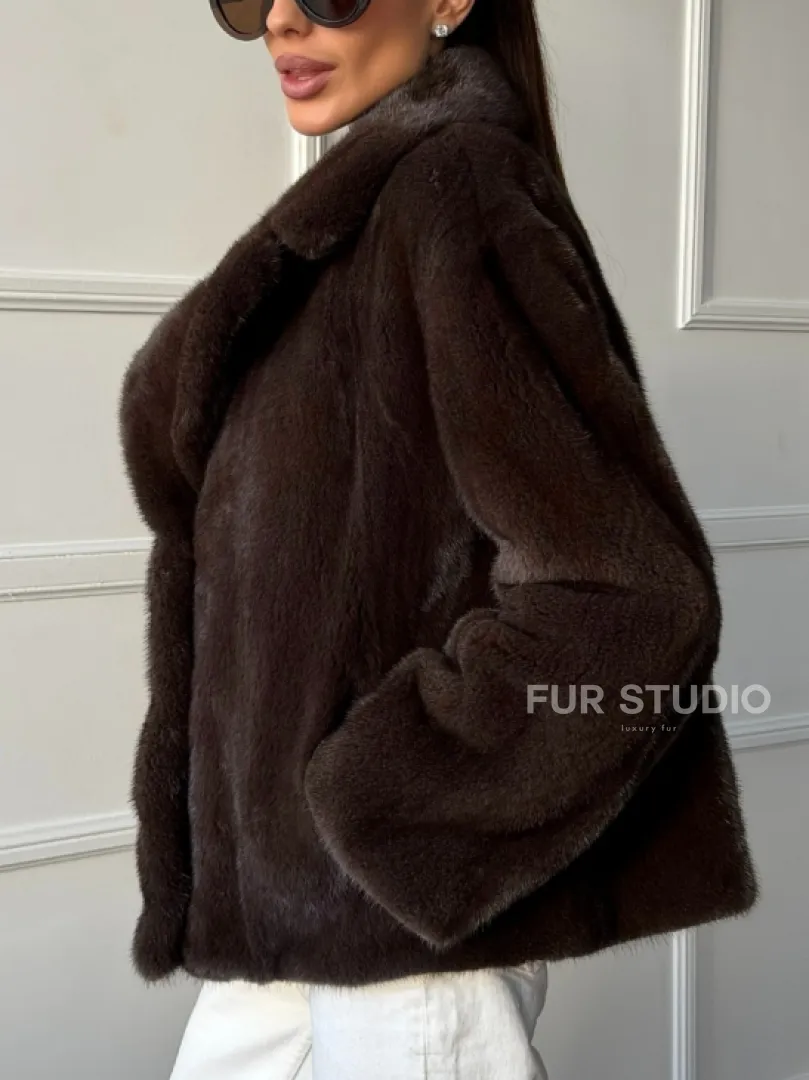 Пиджак норковый - английский воротник - фото 2