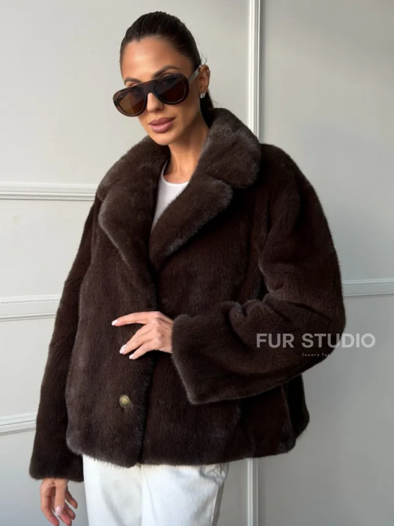 Пиджак норковый - английский воротник