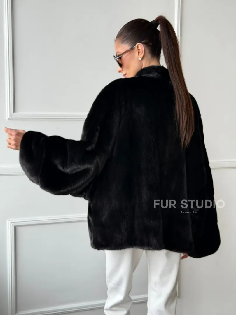 Куртка c V-образным воротом из норки SAGA FURS