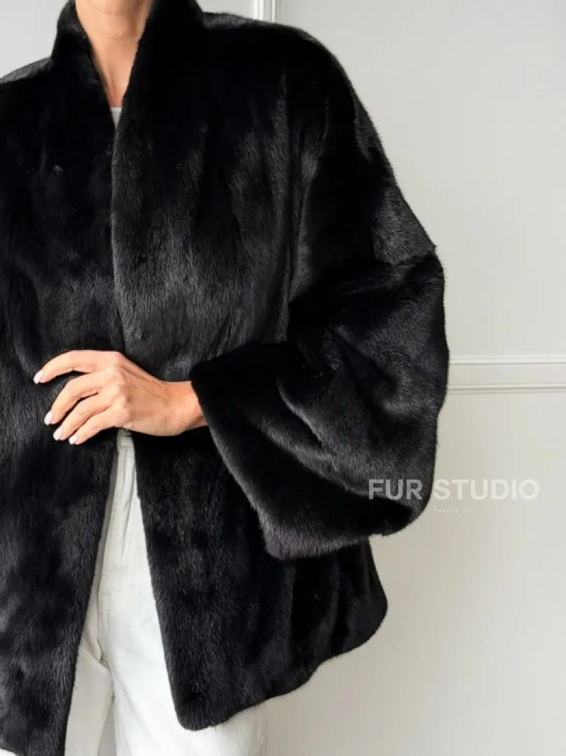 Куртка c V-образным воротом из норки SAGA FURS