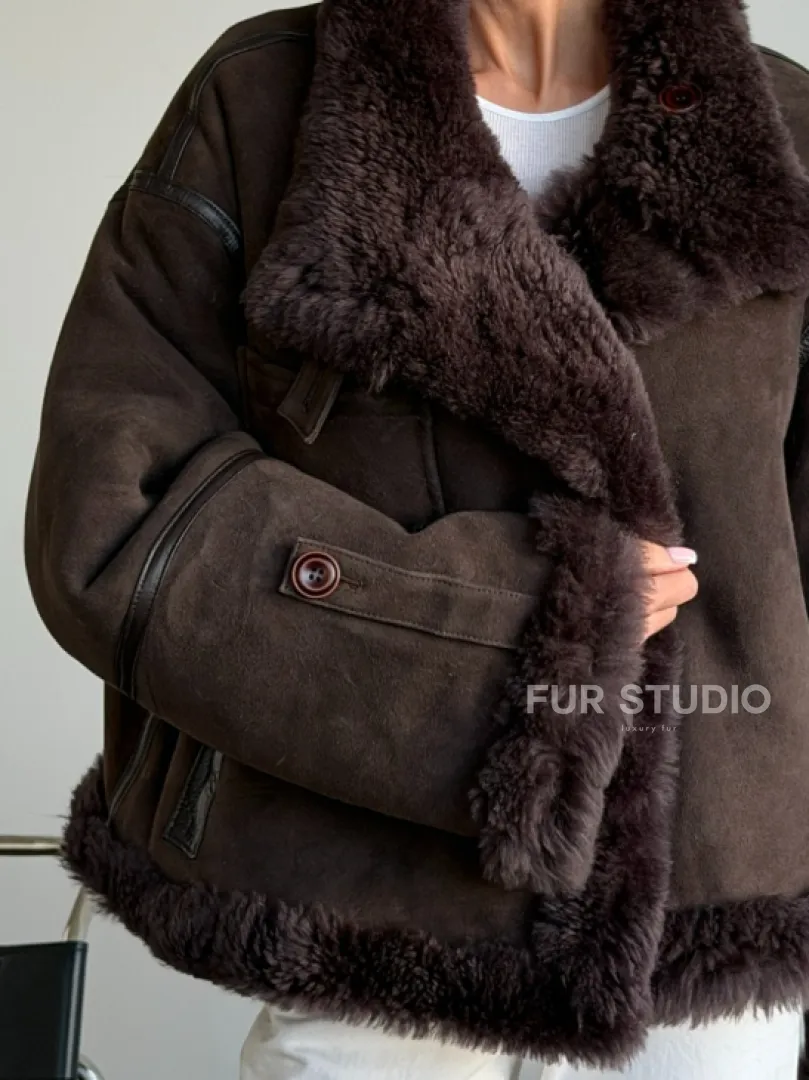 Женская двухсторонняя дубленка