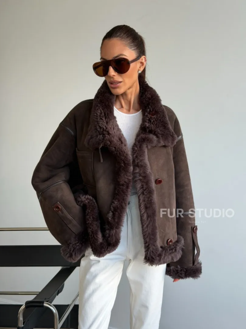 Женская двухсторонняя дубленка