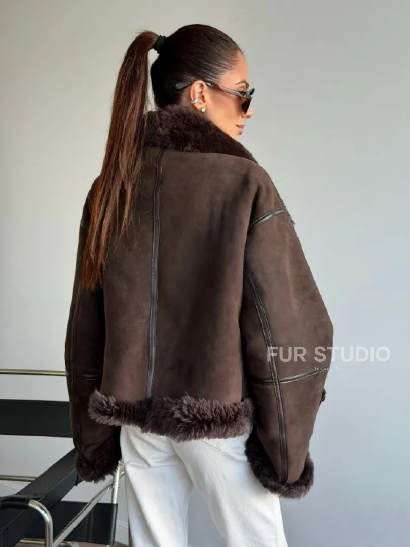 Женская двухсторонняя дубленка