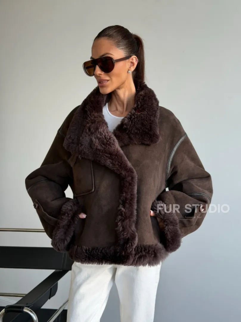 Женская двухсторонняя дубленка