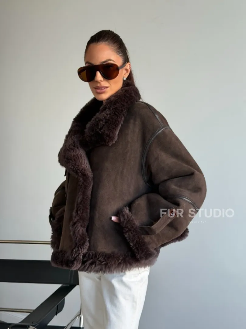 Женская двухсторонняя дубленка - фото 13