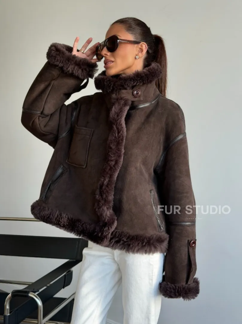 Женская двухсторонняя дубленка