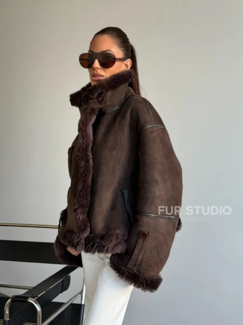 Женская двухсторонняя дубленка