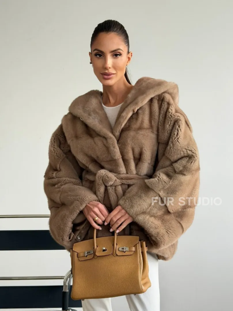 Норка пастель с капюшоном - летучая мышь - фото 9