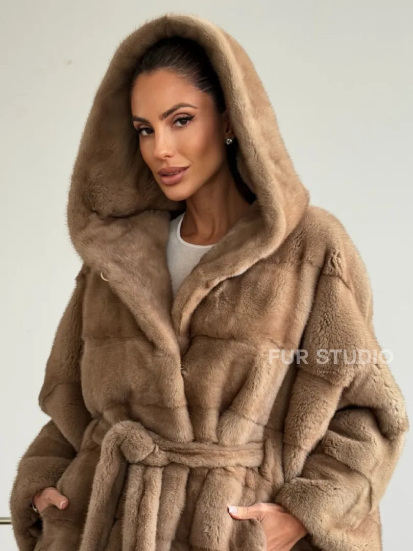 Норка пастель с капюшоном - летучая мышь - фото 4