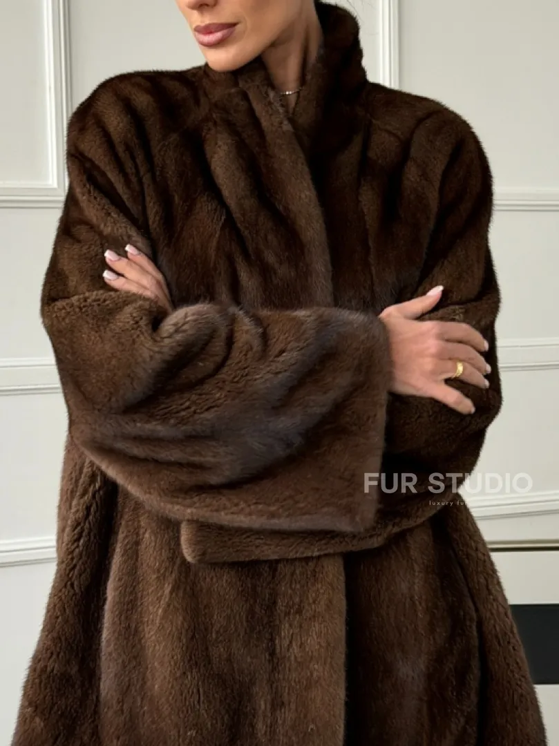 Норка жакет орех V-образный ворот