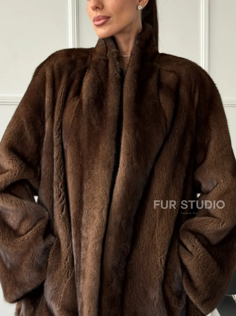 Норка жакет орех V-образный ворот