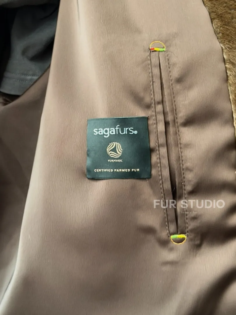 Норка жакет орех V-образный ворот