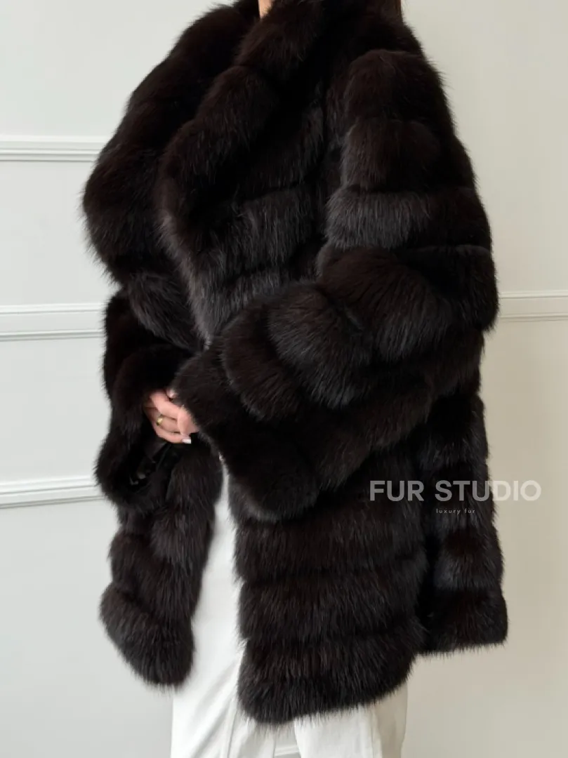 Шуба из куницы английский воротник