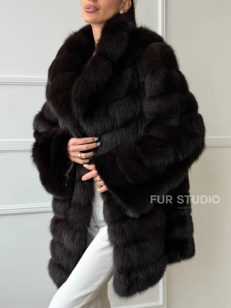 Шуба из куницы английский воротник - фото 2