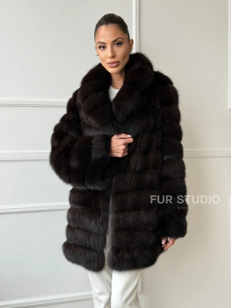 Шуба из куницы английский воротник - фото 12