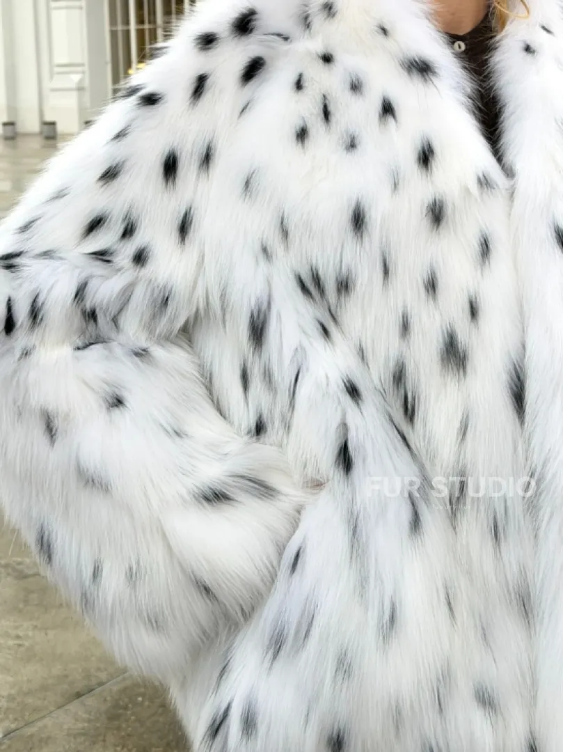 Шуба укороченная из арктической лисы под рысь - фото 2