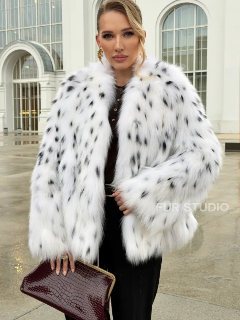 Шуба укороченная из арктической лисы под рысь - фото 6