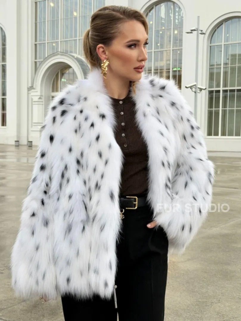 Шуба укороченная из арктической лисы под рысь - фото 8