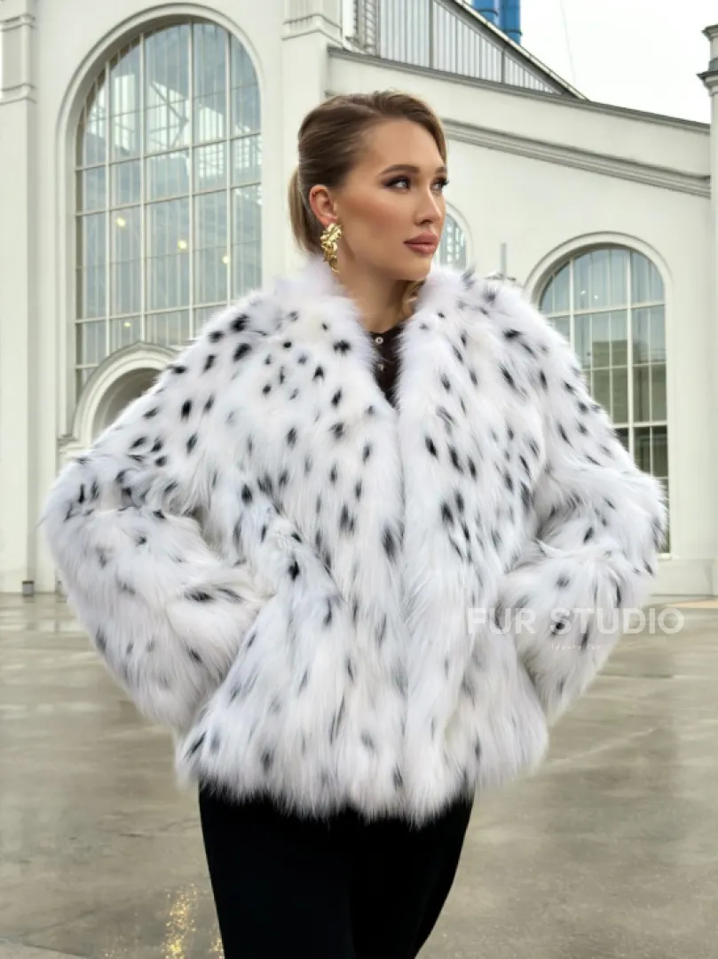 Шуба укороченная из арктической лисы под рысь - фото 17