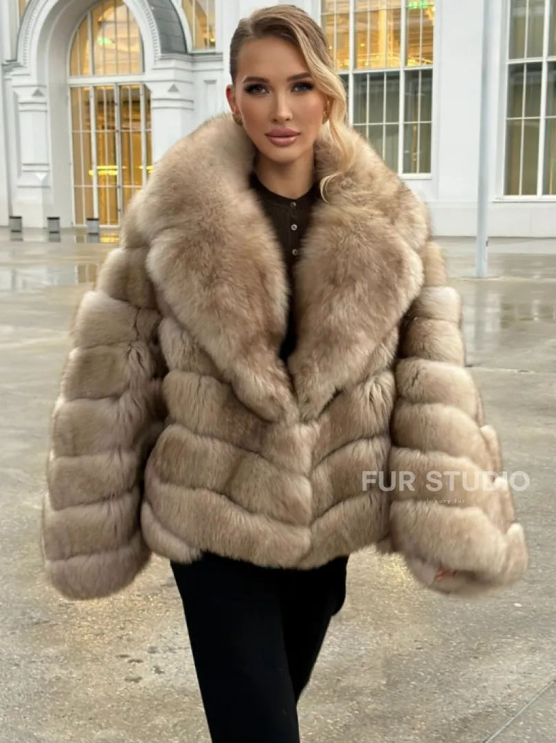 Шуба из песца под куницу