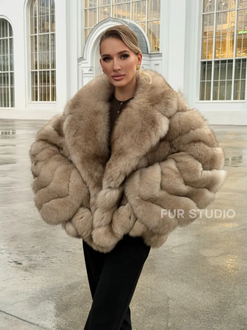 Шуба из песца под куницу