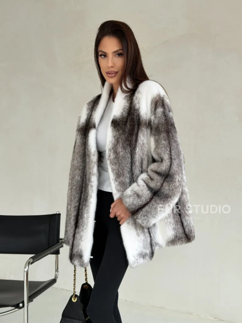 Белая шуба из норки крестовки - фото 9