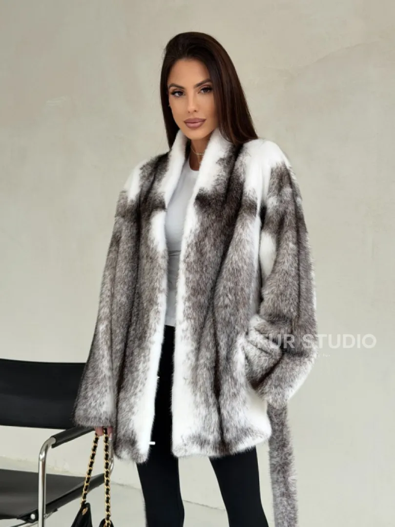 Белая шуба из норки крестовки - фото 5