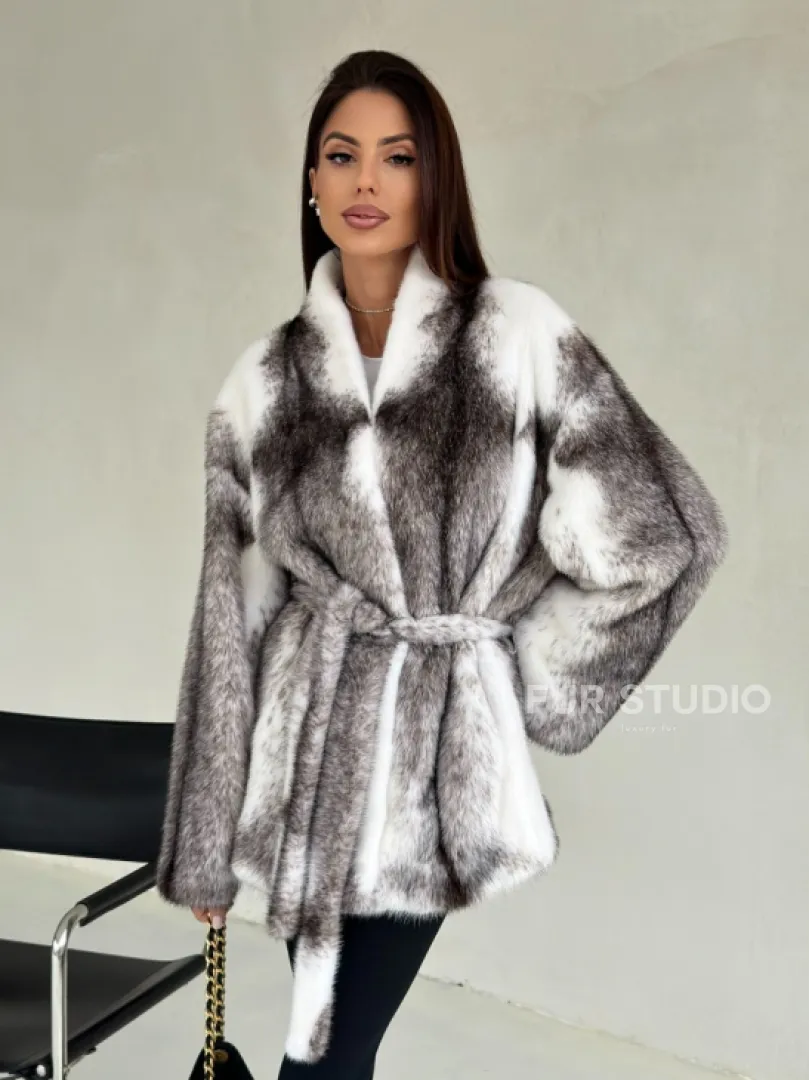 Белая шуба из норки крестовки - фото 4